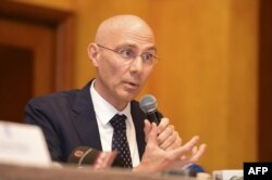 FILE - Volker Turk, then assistant High Commissioner for Protection UNHCR, speaks during a press conference in Dhaka, Bangladesh on March 21, 2019. On Sept. 8, 2022, Turk was named the U.N.'s High Commissioner for Human Rights.