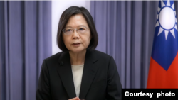 台湾总统蔡英文在乔治·W. 布什研究所“为自由奋斗”会议发表预录视频演说。(2022年11月16日，台湾总统府网页截屏）
