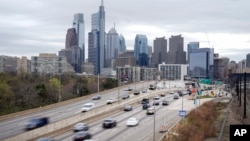In this file photo, traffic moves along the Interstate 76 highway on March 31, 2021, in Philadelphia.(AP Photo/Matt Rourke, File)