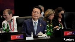 南韓總統尹錫悅2022年11月在巴厘島出席G20峰會。 （路透社）
