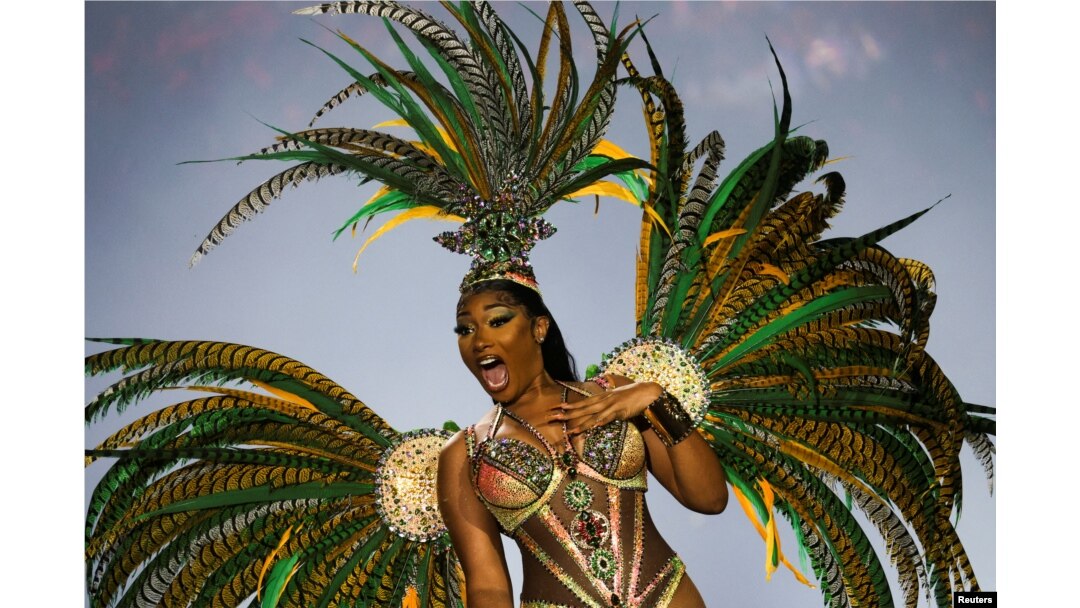Rapper asal AS Megan Thee Stallion tampil dalam festival musik Rock in Rio di Rio de Janeiro, Brazil, pada 11 September 2022. (Foto: Reuters/Ricardo Moraes Refile)