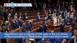 VOA60 America- Republicans won a majority of 218 seats in the U.S. House of Representatives after more than a week of ballot counting