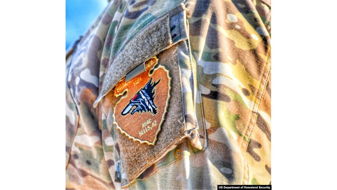 Patch worn by a Shadow Wolf, part of an all-Native American Homeland Security unit patrolling the Tohono O’odham Nation in Arizona.