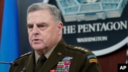 Joint Chiefs Chairman Gen. Mark Milley speaks during a briefing at the Pentagon near Washington, Nov. 16, 2022. 