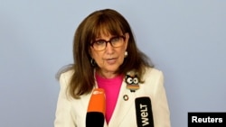 FILE - Rebeca Grynspan, Secretary-General of the U.N. Conference on Trade and Development, gives a statement during a conference on the global food crisis in Berlin, Germany, June 24, 2022.