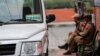 FILE - Indian policemen rest on a bench at the entrance of Press Enclave, which houses several newspaper offices, in Srinagar, Indian-controlled Kashmir, Sept. 8, 2021. 