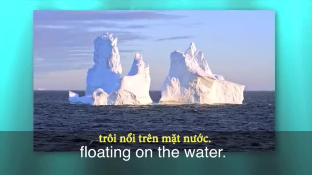 Từ nào trong cụm the tip of the iceberg là từ chỉ phần đầu của tảng băng trôi?