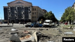 A view of the site of a Russian air strike, amid Russia's attack on Ukraine, in Kharkiv, Ukraine, June 22, 2024.
