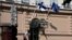 A person walks by the entrance of the Finnish Consulate General in Saint Petersburg, Russia, July 6, 2023.