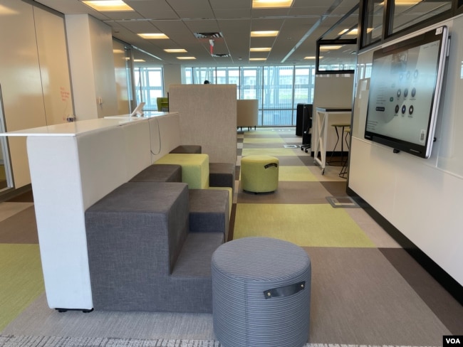 A potential group meeting space at the Workplace Workplace Lab located at the Washington headquarters of the U.S. General Service Administration (GSA), August 11, 2023.