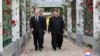FILE - Russia's President Vladimir Putin and North Korea's leader Kim Jong Un walk in the garden of the Kumsusan Guesthouse in Pyongyang, North Korea in this image released by the Korean Central News Agency, June 20, 2024. (KCNA via Reuters)