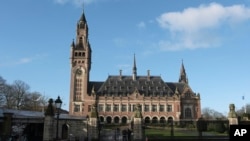 FILE - A view of the Peace Palace, which houses the International Court of Justice, or World Court, in The Hague, Netherlands, on Jan. 26, 2024. 