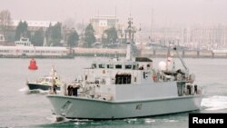 资料照片：英国皇家海军桑当级“拉奇姆号”扫雷舰。