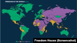 Mapa Fridom hausa o slobodama u svetu (Courtesy photo)