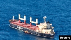 Turkish-flagged bulker TQ Samsun, carrying grain under U.N.'s Black Sea Grain Initiative, is pictured in the Black Sea, north of Bosphorus Strait, off Istanbul, Turkey, July 17, 2023.