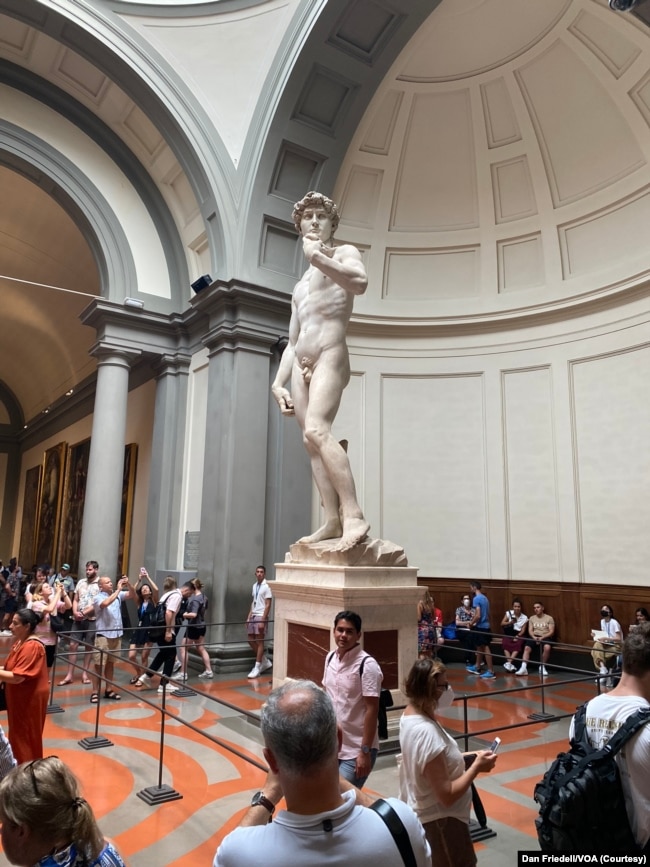 The statue of David at the Accedemia gallery in Florence, Italy during the summer of 2022. (Dan Friedell)