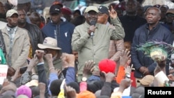 Kenya's opposition leader Raila Odinga addresses supporters during an anti-government rally at the Kamukunji grounds in Nairobi, Kenya July 7, 2023.