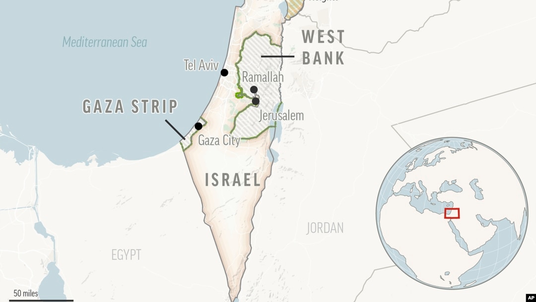 Peta Israel dan wilayah Palestina