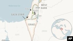 Locator map of Israel and the Palestinian territories. 