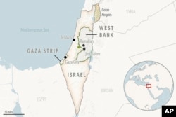 Locator map of Israel and the Palestinian territories.