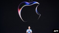 Apple CEO Tim Cook speaks during Apples Worldwide Developers Conference (WWDC) at the Apple Park campus in Cupertino, California, June 5, 2023. 