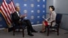 Vipin Narang, U.S. acting assistant secretary of defense for Space Policy, being interviewed by Eunjung Cho, VOA's Korean Service on July 16, 2024.
