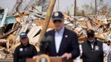 President Joe Biden speaks after surveying the damage in Rolling Fork, Mississippi, March 31, 2023, after a deadly tornado and severe storm moved through the area.