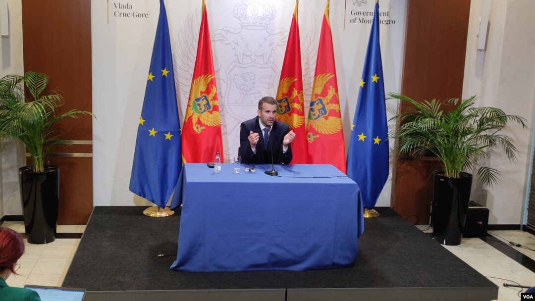 Premijer Crne Gore Milojko Spajić na konferenciji za novinare u Podgorici, 31. oktobar (Foto: VOA)