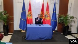 Premijer Crne Gore Milojko Spajić na konferenciji za novinare u Podgorici, 31. oktobar (Foto: VOA)