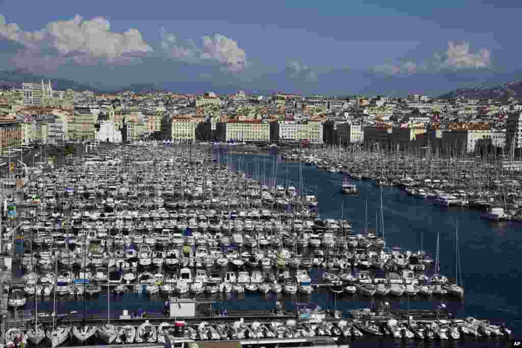 Boats are seen parked at a harbor in Marseille, France, Sept. 13, 2023.