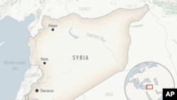 This is a locator map for Syria with its capital, Damascus. (AP Photo)