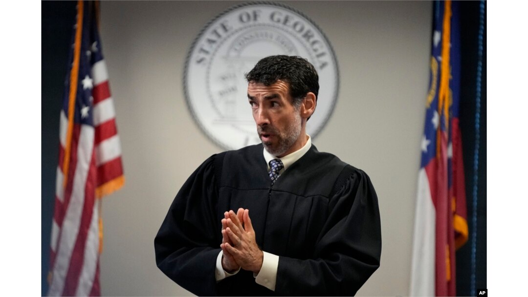 FILE - Fulton County Superior Court Judge Robert McBurney speaks at the Fulton county courthouse, in Atlanta, July 11, 2023.