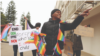 Members of the LGBTQ community attempt to disrupt a march organized by churches in Gaborone on Saturday, July 22, 2023.