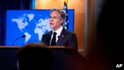 Secretary of State Antony Blinken speaks during a briefing on the 2022 Country Reports on Human Rights Practices at the State Department in Washington, March 20, 2023.