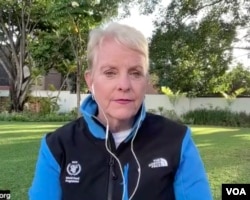 Cindy McCain of the World Food Program described the El Nino-induced drought affecting southern African as a disaster. (Screenshot from Skype video by Columbus Mavhunga)