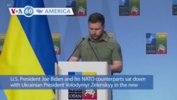 VOA60 America- NATO leaders meet Ukrainian President Volodymyr Zelenskyy