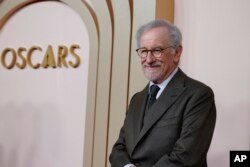 Steven Spielberg arrives at the 96th Academy Awards Oscar nominees luncheon at the Beverly Hilton Hotel in Beverly Hills, California, Feb. 12, 2024.