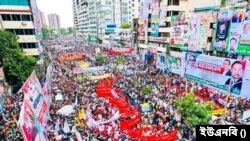 ঢাকার নয়াপল্টনে বিএনপির মহাসমাবেশে হাজার হাজার নেতাকর্মীর সমাগম