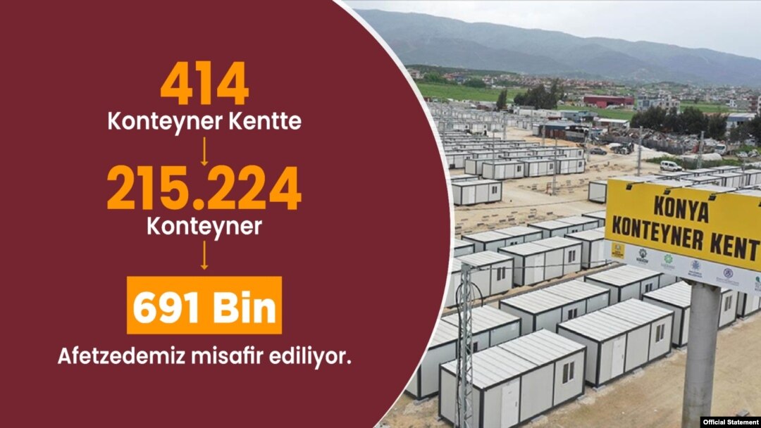 Yerlikaya'nın verdiği bilgilere göre deprem bölgesinde 414 konteyner kent bulunuyor