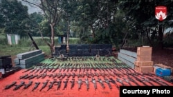 Weapons seized by coordinated forces of the People's Defense Force (Mandalay) and the Ta'ang National Liberation Army from the junta's military bases in Nawnghkio, July 10, 2024. (Chief of Staff, People's Defense Force - Mandalay)