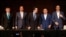 Ko Wen-je, Taiwan People's Party (TPP) chairman, Terry Gou, former Taiwan President Ma Ying-jeou, Hou Yu-ih of the main opposition party Kuomintang (KMT) and Eric Chu, Kuomintang's Chairman attend a press conference in Taipei, Nov. 23, 2023. 
