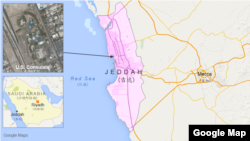 Lokasi dari kantor Konsulat AS di Jeddah, Arab Saudi. (Foto: Google Maps)