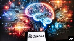 The OpenAI logo is shown on a cellphone with an image on a computer monitor generated by ChatGPT's Dall-E text-to-image model, Dec. 8, 2023, in Boston. European Union negotiators have clinched a deal on comprehensive artificial intelligence rules.