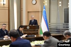 Uzbekistan's President Shavkat Mirziyoyev addresses the National Security Council in Tashkent, Jan. 12, 2024. (president.uz)