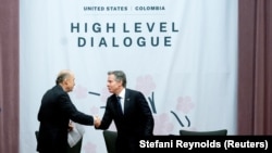 Minister of Foreign Affairs of Colombia Alvaro Leyva and U.S. Secretary of State Antony Blinken.