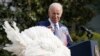 Presiden AS Joe Biden mengampuni kalkun Thanksgiving nasional tahun ini, Liberty, dalam upacara pengampunan di Gedung Putih, Washington, D.C., 20 November 2023. (ANDREW Caballero-REYNOLDS / AFP)