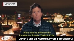 Screenshot of Tucker Carlson reporting from Moscow. (Screenshot/Tucker Carlson Network via Reuters)