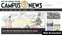 A screenshot of a recent web edition of Campus News, the student newspaper at East Los Angeles College in Los Angeles.