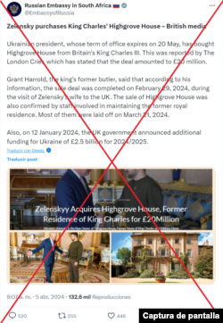 Captura desinformación Embajada de Rusia.