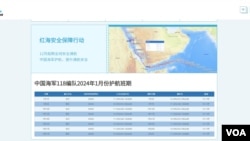海杰航运官网截图 - 中国海军118编队2024年1月份护航班期